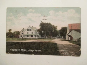 Cartolina Raymond Maine Piazza del villaggio 1909 ME - Foto 1 di 2