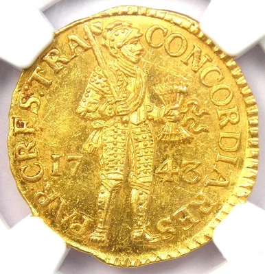 1743 Gold Netherlands Utrecht Gold Ducat Coin 1D - Certified NGC MS63 (BU UNC) - Image 1 of 4