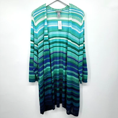 Catherines Duster Cardigan Sweater 4X Stretch Open Beachy Coastal Boho New - Image 1 of 4