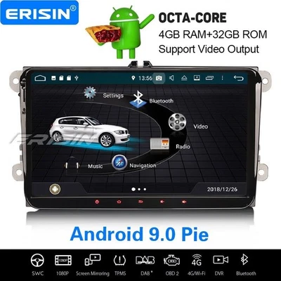 8-Kern 9" Android 9 Autoradio 4GB+32GB Navi Für VW Golf Polo Caddy Skoda Passat - Bild 1 von 4