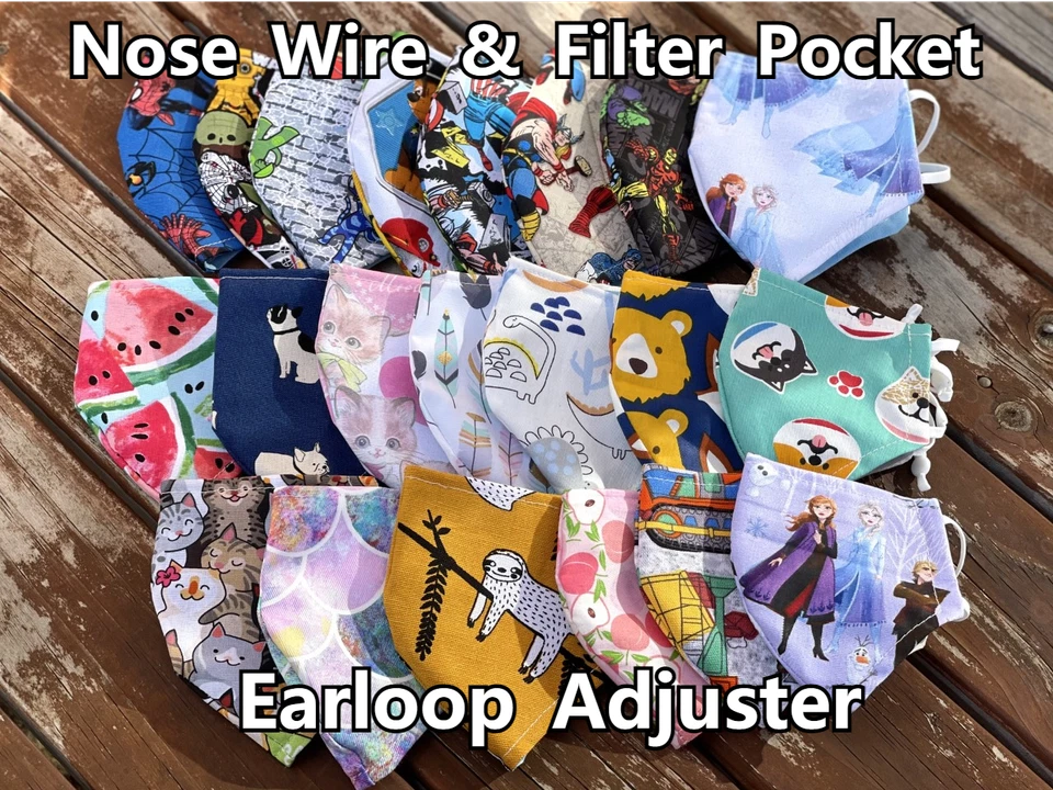 Mascarilla Infantil con Bolsillo Filtro Lavable Algodón Mascarilla Facial con Alambre Nariz Reutilizable  Foto 1 de 4