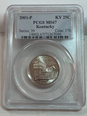 2001 P Kentucky State Quarter PCGS MS67 Cert# 71267096 - Image 1 of 4