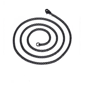 Men's Long Curb Link Chain Necklace Black Gold Silver Stainless Steel Male Colar - Picture 1 of 13