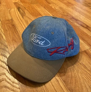 Sombrero de carreras vintage Ford gorra de bola mezclilla beige oficial Snapback Ford Motor Compan - Imagen 1 de 11