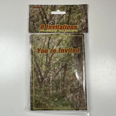 Invitaciones de fiesta camufladas únicas, paquete de 8 tarjetas, estás invitado” Foto 1 de 2