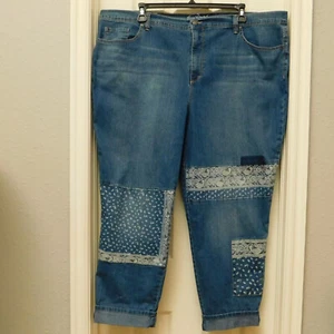 GLORIA VANDERBILT Amanda All Around Slimming Crop Capri Bandana Patch Cuff 24W - Bild 1 von 8