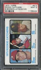 1973 TOPPS #613 BOB BOONE/JUTZE/IVIE PSA 9 (RC) ROOKIE CATCHERS *B73590