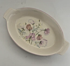 Plato de servir vintage Poole Pottery a prueba de horno diseño de guisantes dulces - Imagen 1 de 6