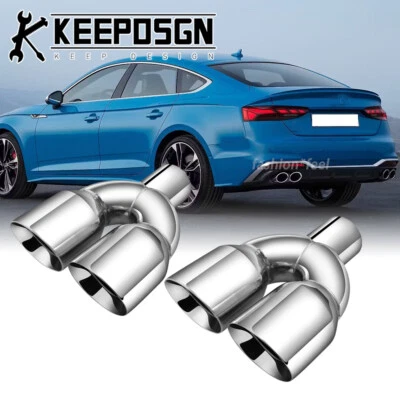 For Audi A5 S5 RS5 2.5'' Inlet 3.5'' Outlet Dual Exhaust Tip Rear Tail Pipe Tip - Изображение 1 из 4