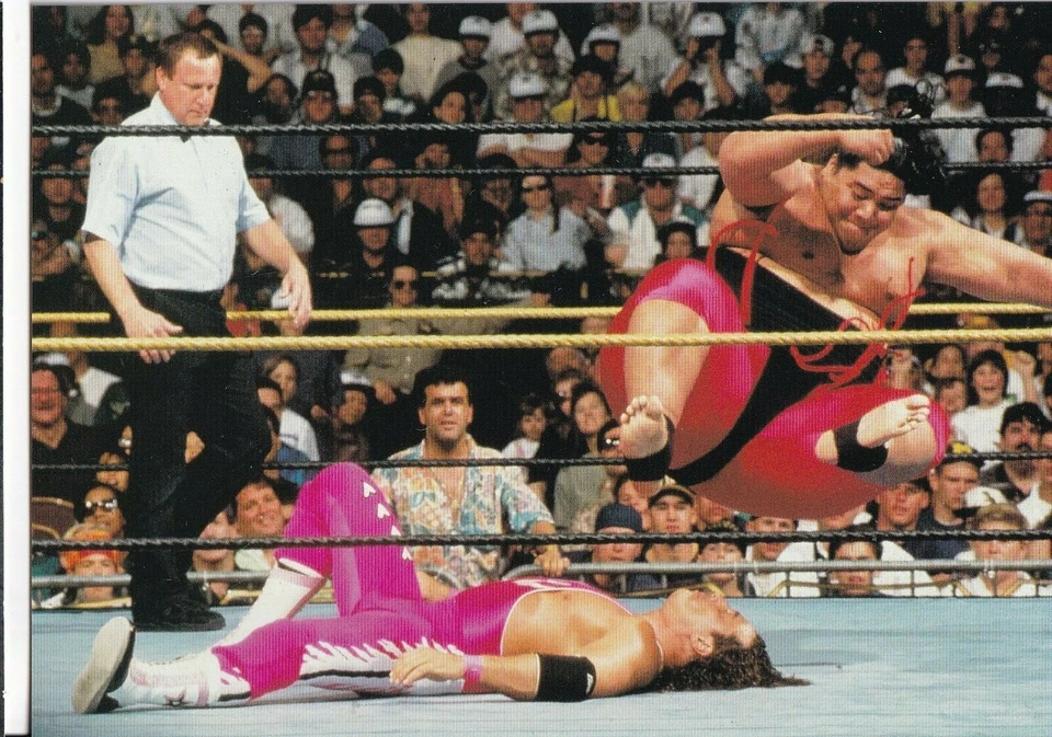 Bret Hit Man Hart vs. Yokozuna 1999 WWF WrestleMania LIVE 4x6 Photo Card #14 AUC - Image 1 of 1