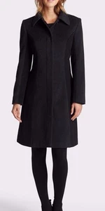 HELENE BERMEN COLOR BLOCK WOOL BLEND BLACK SZ MED COAT NEW $199 - Picture 1 of 4