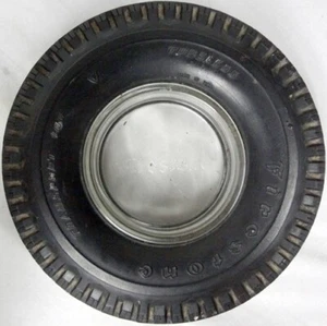 Vintage Novelty Firestone Rubber & Glass Transport 100 Tire Advertising Ashtray! - Picture 1 of 14