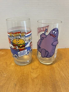 Vintage 1977 McDonaldland Vintage McVote 1986 Mc DLT. 2 RARE McDonalds Glasses - Picture 1 of 6