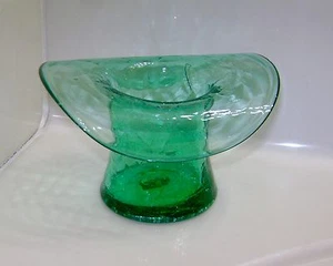 Vintage Hutvase grün Crackle Glas - Bild 1 von 6