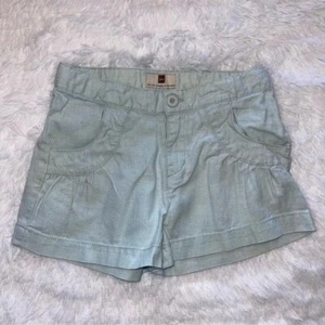 TEA COLLECTION girls linen light blue Brazil shorts Sz 6 - Picture 1 of 3