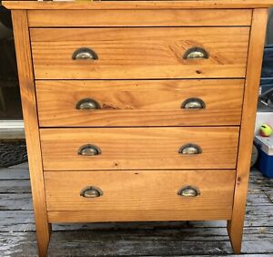 Mid Century Modern Chest 4-Drawer Pine Unbranded no shipping!