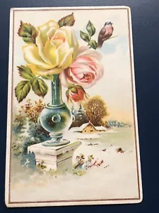 Flowers In A Vase Victorian Trade Card VTC 8 - Picture 1 of 2