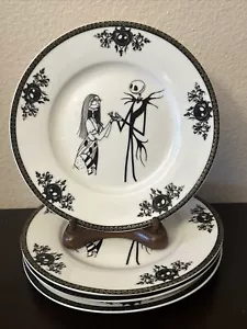 Disney Nightmare Before Christmas - Jack Skellington & Sally 8” Plates Set Of 4 - Picture 1 of 5