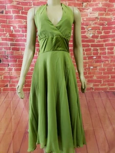 DONNA RICCO HALTER NECK SZ 8 ARTICHOKE GREEN SLEEVELESS WOMEN MIDI DRESS NWT! - Picture 1 of 9