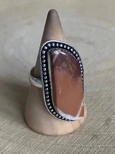 Mookaite Jasper Ring Size R Sterling Silver 925 Plated Vintage Boho Irregular - Picture 1 of 5