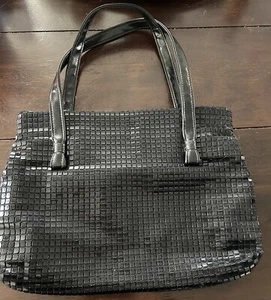 Vintage beleuchtete Handtasche schwarz Handtaschenbox patentiertes Tech-Design doppelte Griffe Reißverschluss - Bild 1 von 24