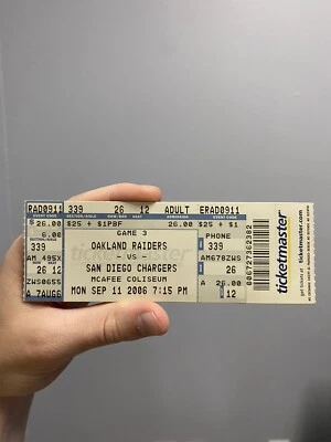Antonio Cromartie NFL Debut 2006 ticket San Diego Chargers vs OAKLAND RAIDERS - Image 1 of 2