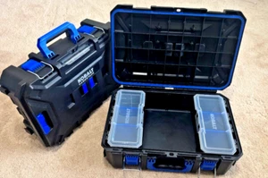 Set of 2 (two) Kobalt CASESTACK 21.25" W x 7" H x 14" D Black Plastic Tool Box - Picture 1 of 8