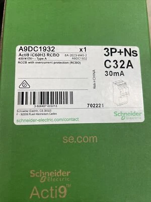 Schneider RCBO A9DC1932 3pole +Ns C 32amp 30mA                      Acti9iC60H3 - image 1 of 4