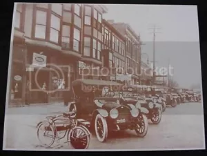 Used Car Lot Regal Sales Ohio Automobiles Sepia Card Photo Lab Reprint - Picture 1 of 1