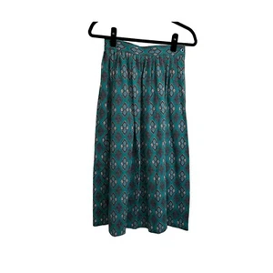 Vintage RLM Aztec Southwestern Teal Midi Skirt Pockets Womens Size S - Bild 1 von 10