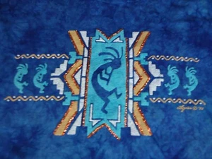 T-shirt maglietta Lynee Apparel donna XL VINTAGE ANNI 90 Kokopelli flauto blu nativo tinta unita - Foto 1 di 12