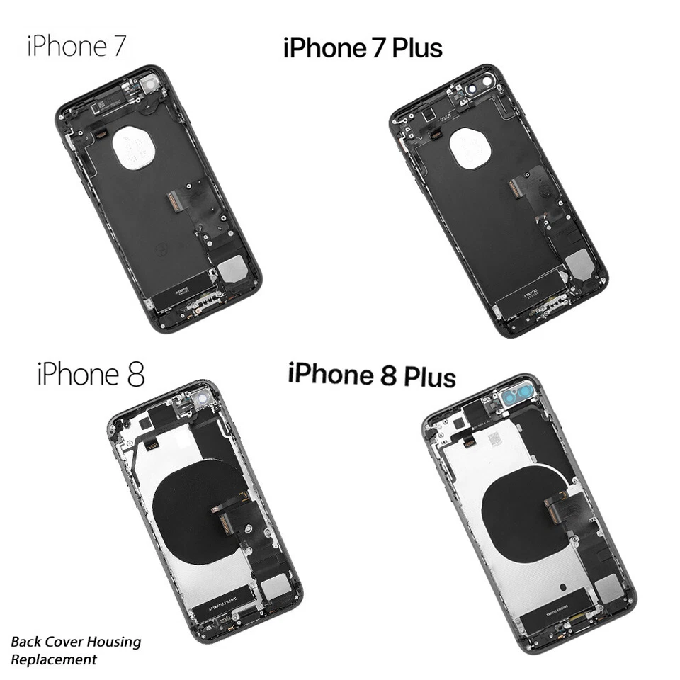 iPhone 7, 7 Plus, 8, 8 Plus Fully Assembled Back Cover Housing with ALL Parts - Image 1 of 4