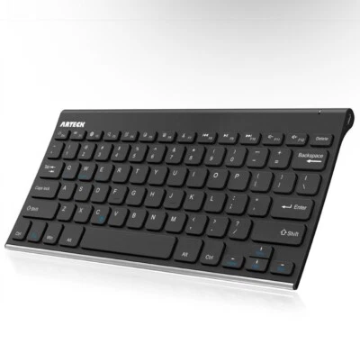 Arteck Bluetooth Keyboard HB086 Stainless Steel Universal Slim Portable Black - Image 1 of 4