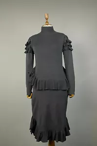 Dsquared2 Black Designer Lana Wool Long Sleeve Stretch Maxi Dress Size M - Picture 1 of 11