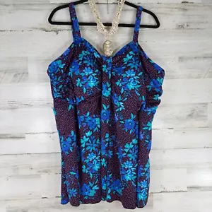 NWT SWIMSUITS FOR ALL PLUS SIZE SWIM FLORAL TANKINI TOP WOMENS SIZE 32 WIRE FREE - Picture 1 of 24