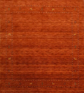 High-quality Orange Hand-woven Wool Square Rug Durable Gabbeh Rug 6x6 ft - Picture 1 of 11