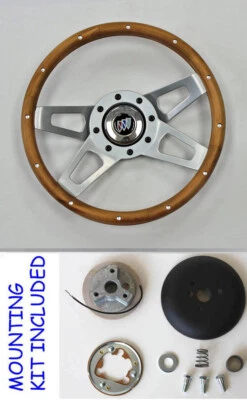 Buick Riviera Skylark GS 1969-1993 13 1/2" empuñadura de madera volante de 4 radios Foto 1 de 4