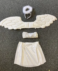 90s Vintage Sexy White Fairy Angel Fancy Dress Costume Christmas Rave UK 8-10 - Picture 1 of 5