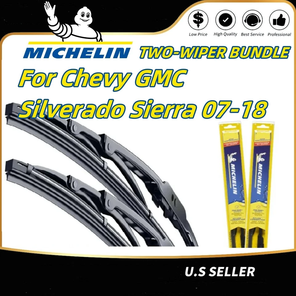 Michelin All Weather Wiper Blades Pair For Chevy GMC Silverado Sierra 07-18 - Image 1 of 4