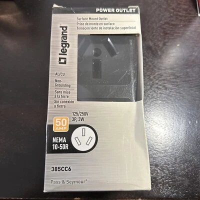 385CC6 Legrand 50 AMP 125/250V 3P, 3W Salida de montaje en superficie NEMA 10-50R Foto 1 de 4