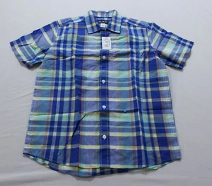 Children's Place Boy's Plaid Poplin Button Up Shirt EJ3 Aqua Large (10/12) NWT - Picture 1 of 3