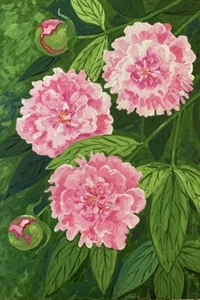 CARTOLINA 4x6 LE RYTA Peonia Peonia fiore pasquale feng shui buona fortuna ricchezza arte - Foto 1 di 1