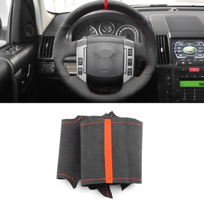 Cubierta de volante de gamuza negra + roja para Land Rover Freelander 2 2007-2012 LR2 Foto 1 de 4