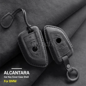 Alcantara Leather Remote Key Fob Cover Case Shell For BMW X1 X5 X6 5 7 Series - Picture 1 of 11