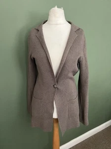 Banana Republic Blazer Strickjacke Einknopf Baumwolle Taupe Uk M - Bild 1 von 6