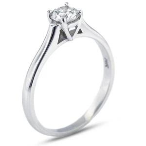0.54ct H SI1 Round Natural Certified Diamond Platinum Solitaire Engagement Ring - Picture 1 of 17