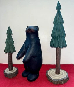 VTG LOT 3 FOLK WOODS BEAR & 2 PINE TREES ALICE STROM FW2005/2007 RUSTIC DECOR - Picture 1 of 18