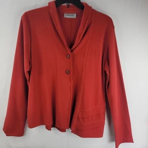 Elfstich Design Top M rot Carigan Jacke Lagenlook rohe Säume Kanten - Bild 1 von 14