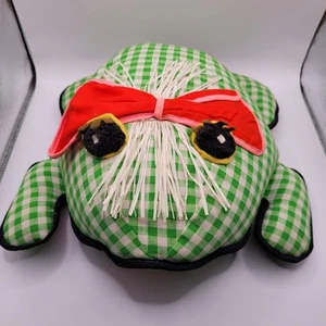 Almohada de felpa de guinga rana de peluche hecha a mano vintage - Imagen 1 de 13