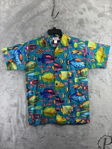 Ataly Sport Tampa Shells Meeresfrüchte Fisch hergestellt in den USA große Knöpfe kurzärmliges Hemd - Bild 1 von 17